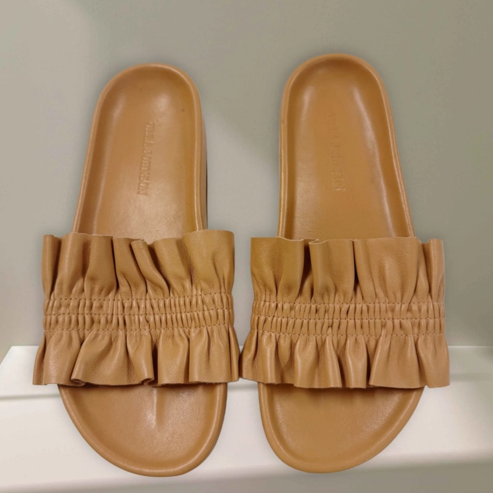 Ulla Johnson Tan Ruffle Sandals